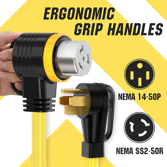 YOMILINK 50 Feet 50 Amp RV/Generator Cord,NEMA 14-50P to SS2-50R Twist Lock
