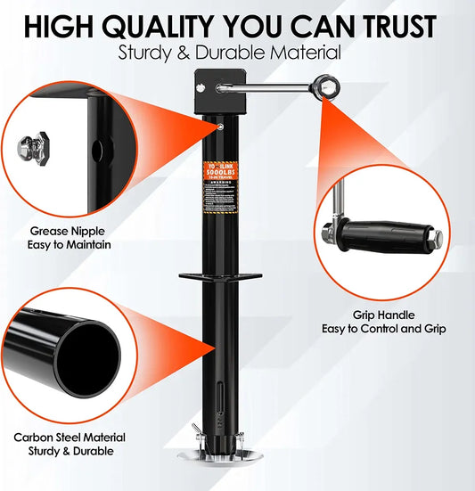 YOMILINK 5000 lbs A-Frame Trailer Jack, 15" Lift, Adjustable Drop Leg