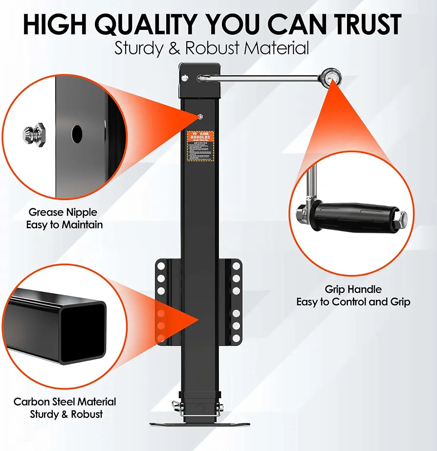 YOMILINK 8000 lbs Trailer Jack, Bolt-On, 28.6" Vertical Travel