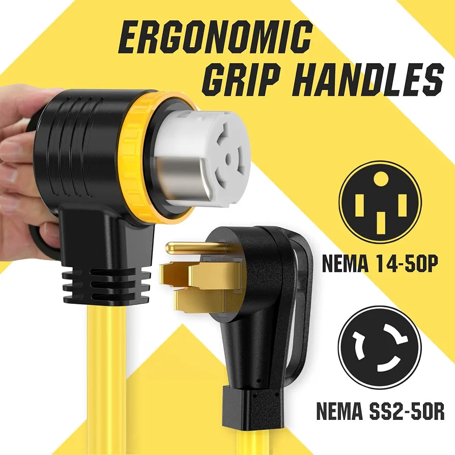 YOMILINK 50 Feet 50 Amp RV/Generator Cord,NEMA 14-50P to SS2-50R Twist Lock