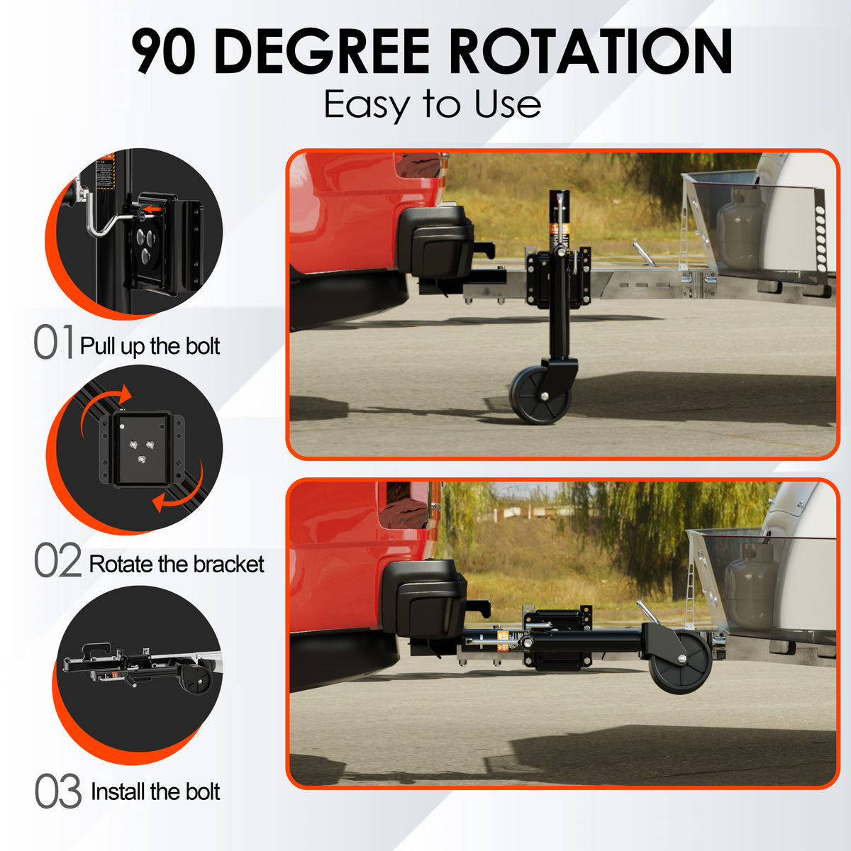 YOMILINK 2000 lbs Trailer Jack with Dual Wheel, Heavy Duty Swivel Boat Jack