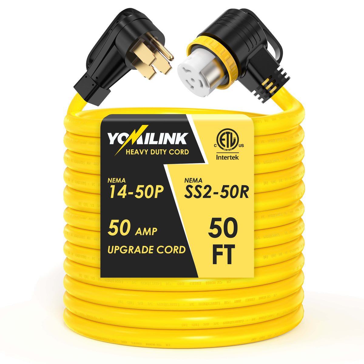 YOMILINK 50 Feet 50 Amp RV/Generator Cord,NEMA 14-50P to SS2-50R Twist Lock