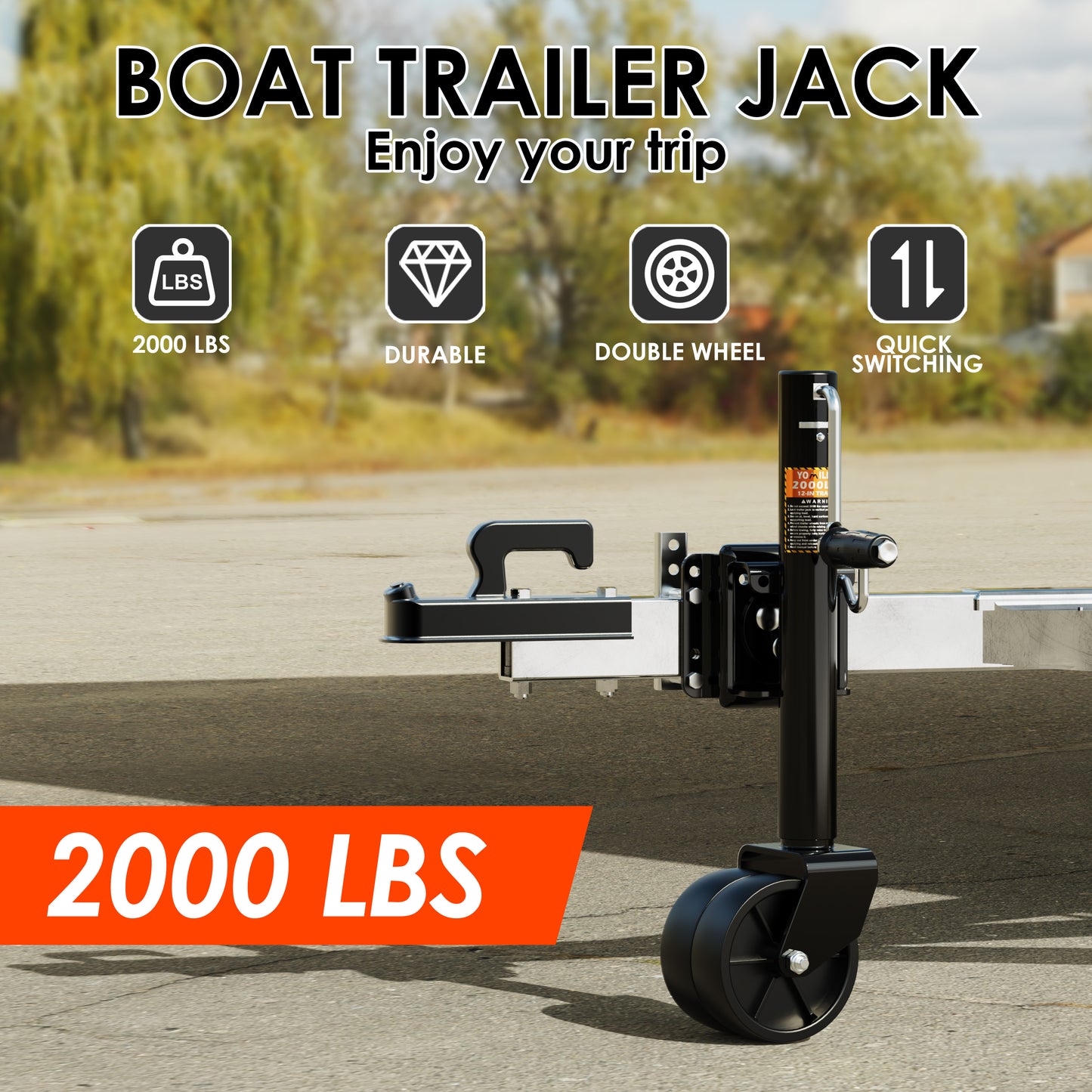 YOMILINK 2000 lbs Trailer Jack with Dual Wheel, Heavy Duty Swivel Boat Jack