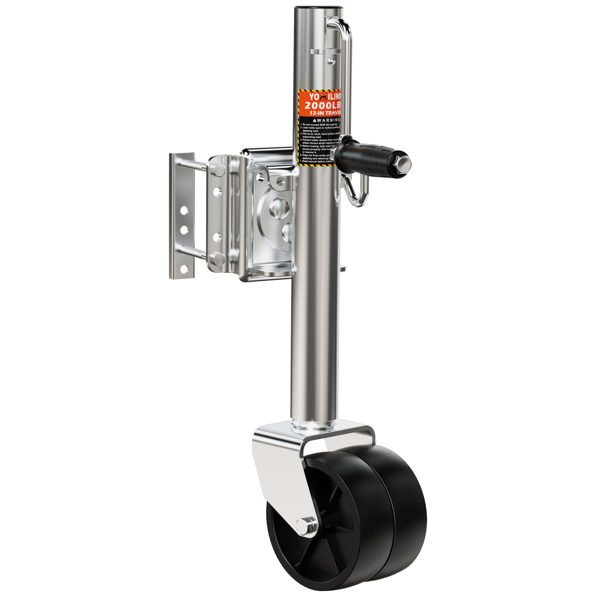 YOMILINK 2000 lbs Trailer Jack with Dual Wheel, Heavy Duty Swivel Boat Jack, 12" Lift, Bolt-on Tongue Trailer Jacks for RV Boat Trailers, Silver