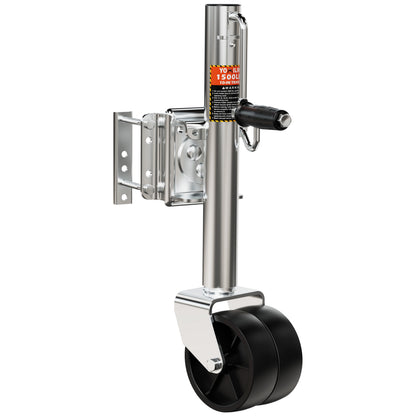 YOMILINK 2000 lbs Trailer Jack with Dual Wheel, Heavy Duty Swivel Boat Jack, 12" Lift, Bolt-on Tongue Trailer Jacks for RV Boat Trailers, Silver