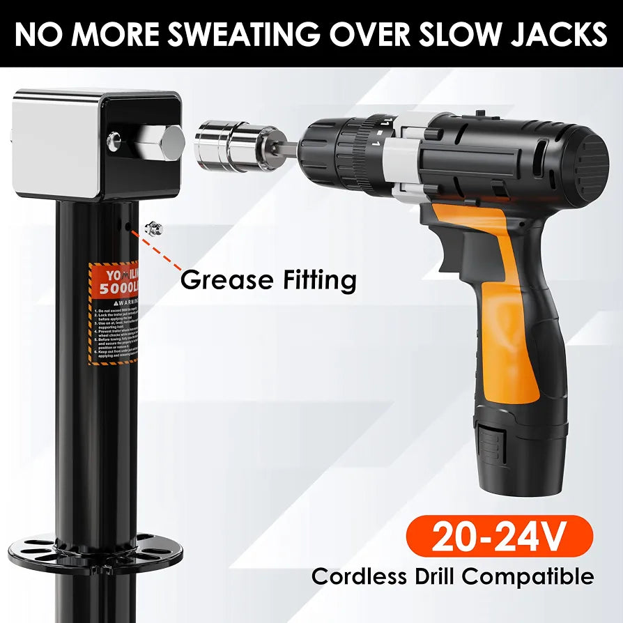 YOMILINK Upgrade 5000 lbs Trailer Jack, 20-24V Cordless Drill Compatible