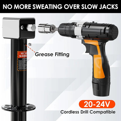 YOMILINK Upgrade 5000 lbs Trailer Jack, 20-24V Cordless Drill Compatible